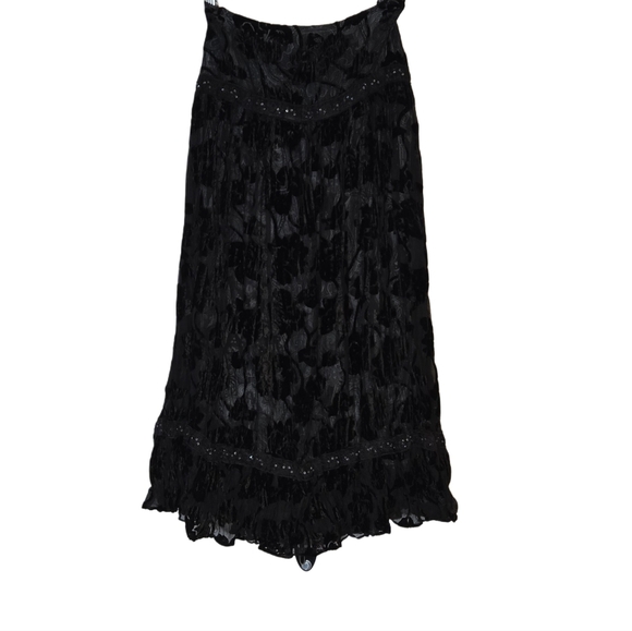 Danier Midi Western Whimsigoth Gothcore Sheer Paisley Floral Velvet Size M Skirt - Picture 2 of 9